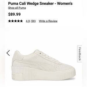 PUMA Cali Wedge sneaker. Off white color. Size 7.5. Like new